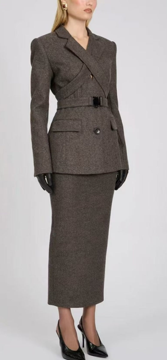 The Elara Tailored Blazer & Midi Skirt Set