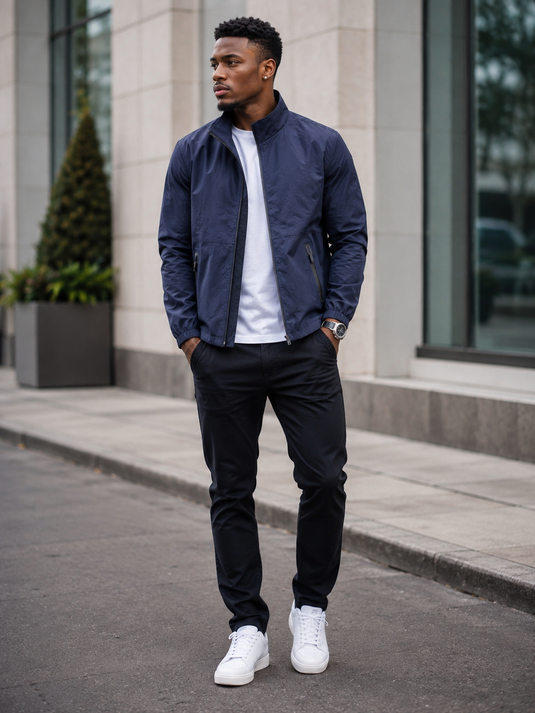 Men's Plus Size Zip Up Long Sleeve Jacket