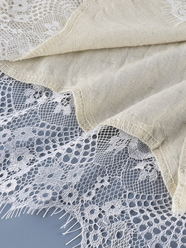 Ivory Lace-Trim Asymmetrical set