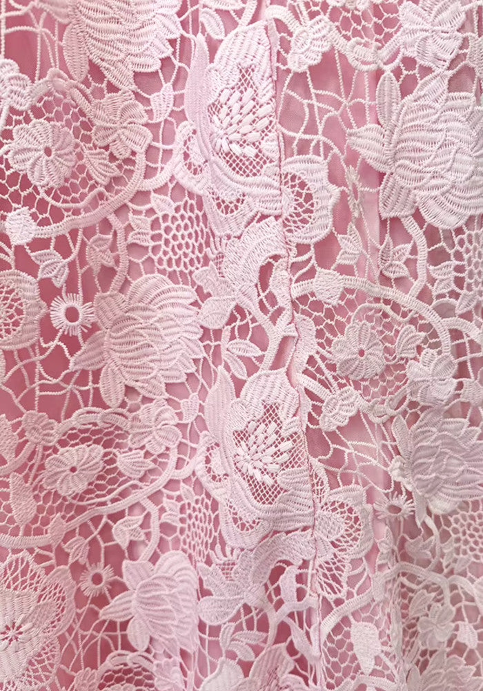 Halter Crochet Maxi Dress Pink