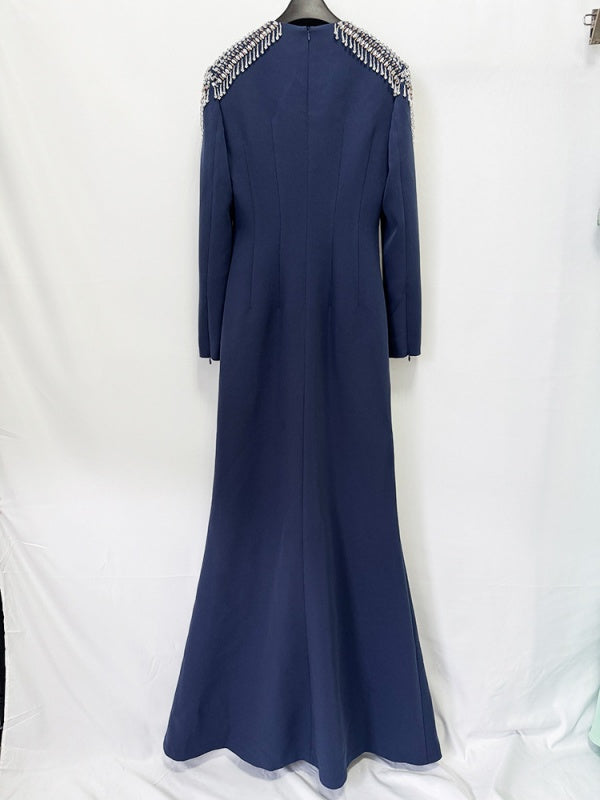 Midnight Royal Embellished Maxi Dress