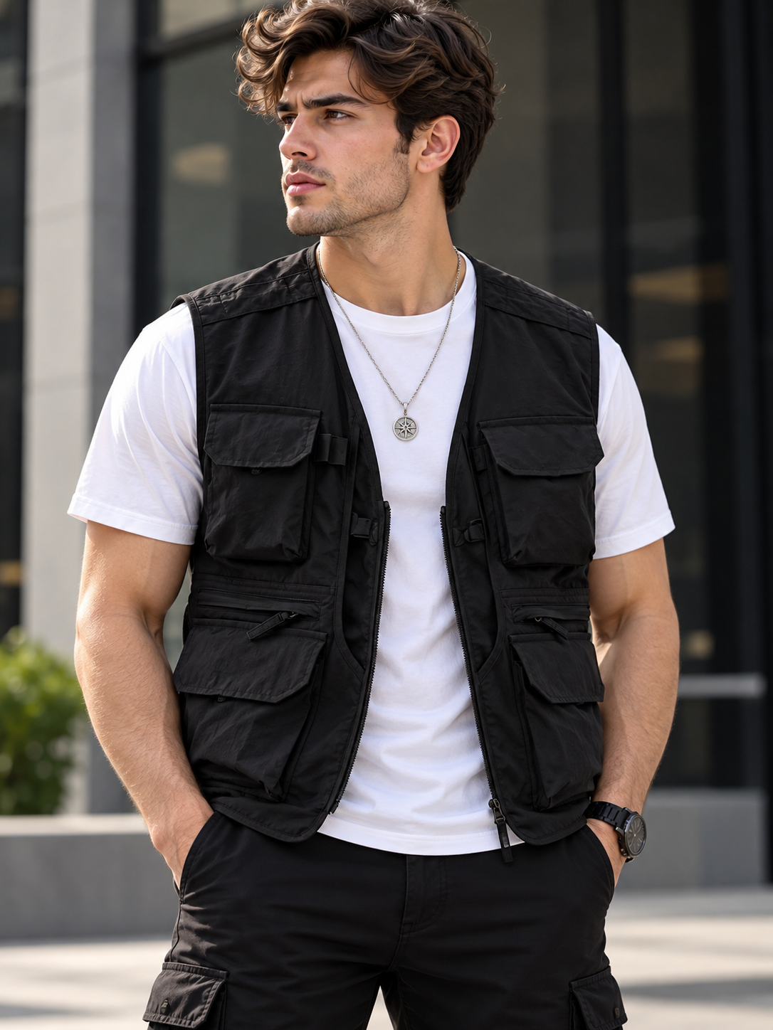 Men's Plus Size Multi-Pocket Tactical Utility Vest