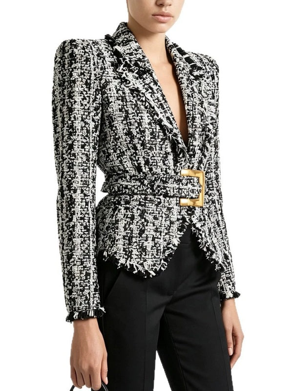 Monique Tweed Belted Blazer