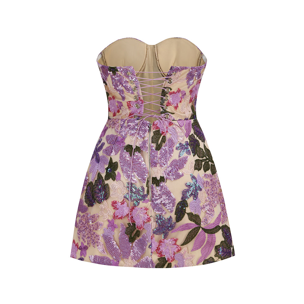 Enchanted Bloom Sequin Mini Dress