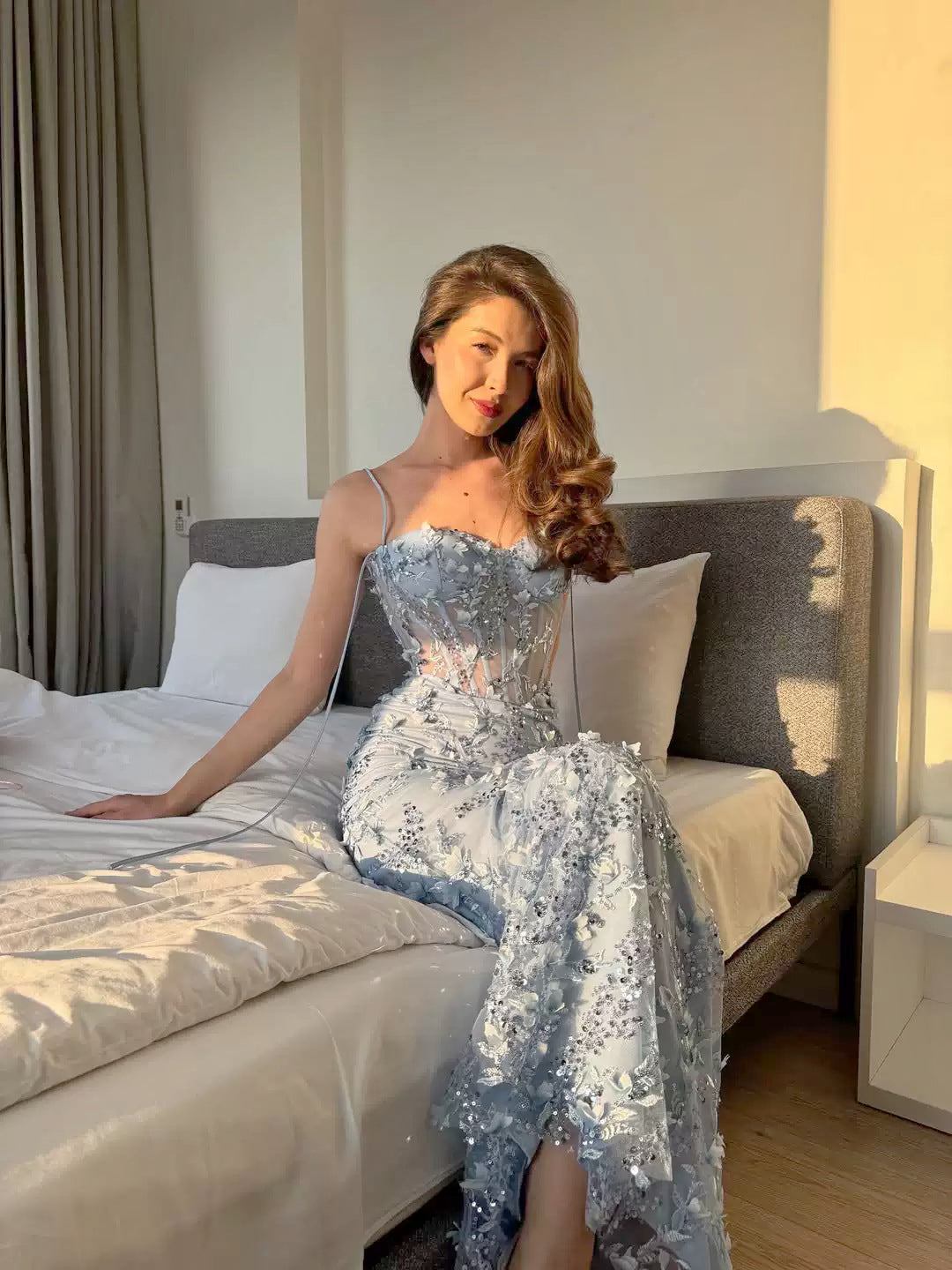 Rosalie Floral Corset blue dress
