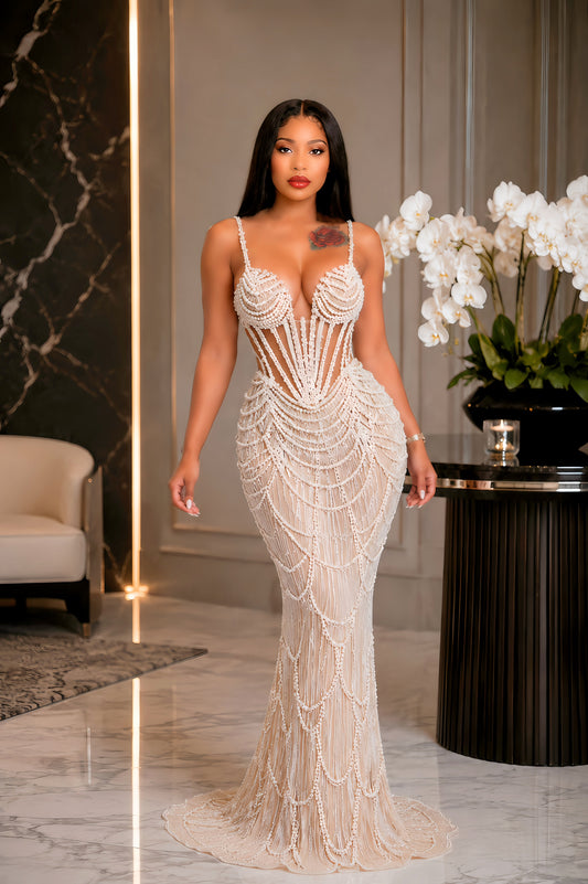 Celeste Pearl Illusion Gown