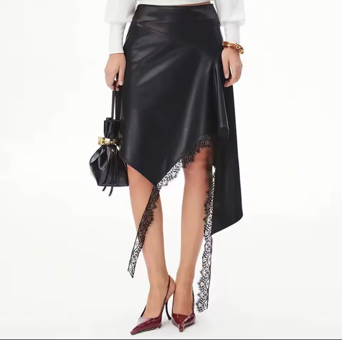The Noire Lace-Trim Wrap Skirt