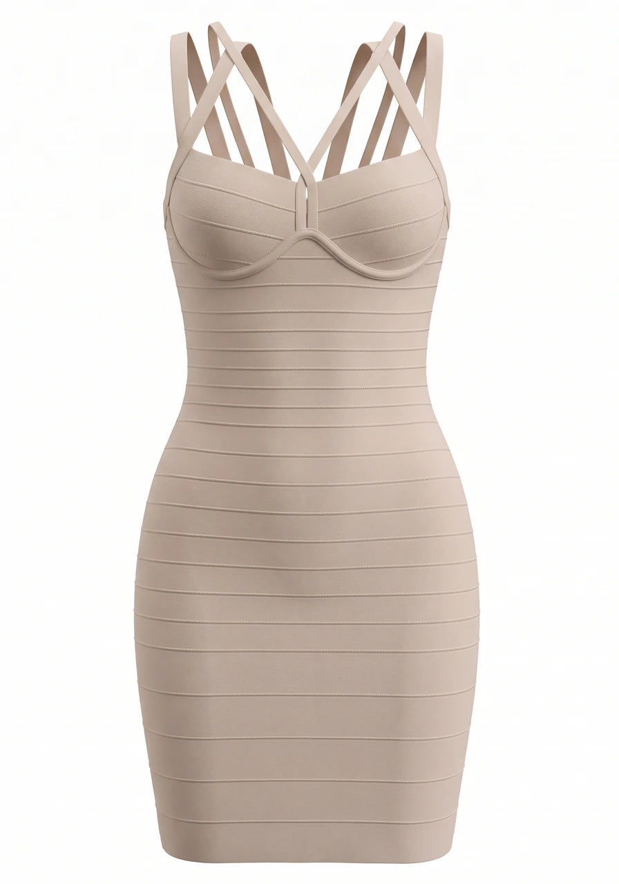 Strappy Bustier Dress Nude
