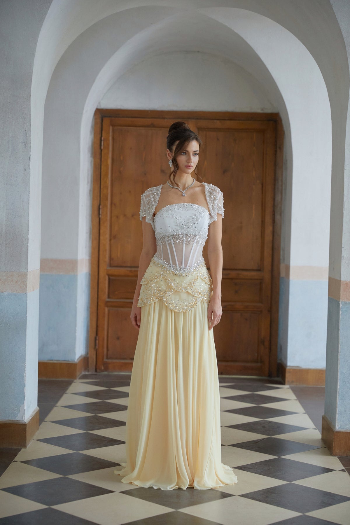 Rebecca Yellow Embellished Maxi Gown