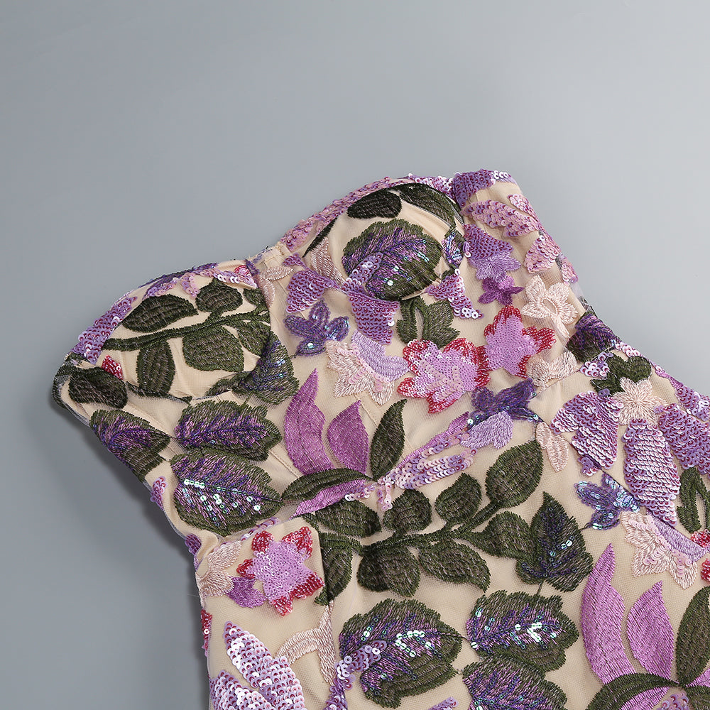 Enchanted Bloom Sequin Mini Dress