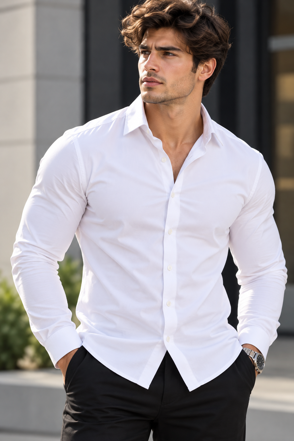 Men's Full Size Classic Crisp Long-Sleeve Shirt Plus Size