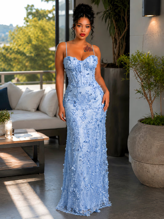 Rosalie Floral Corset blue dress