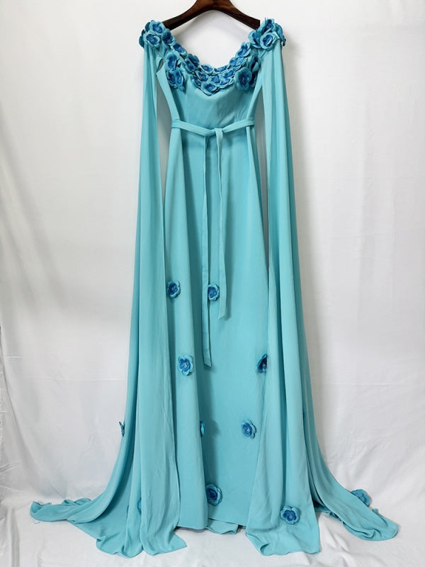 Aqua Blossom Gown
