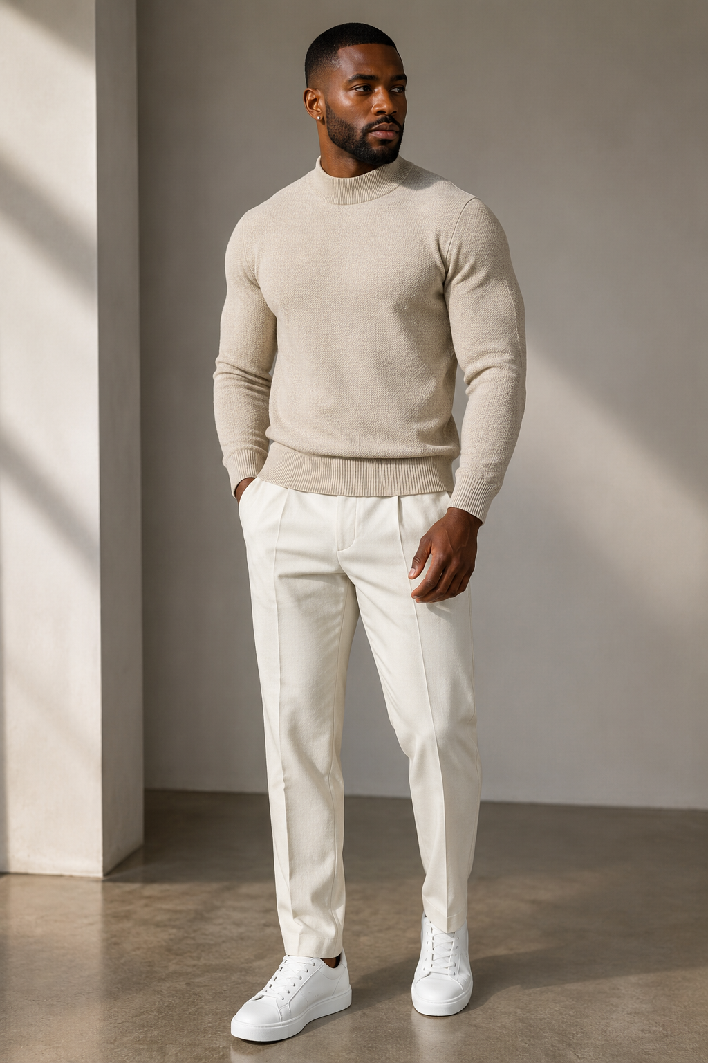 Men's Plus Size Textured Mock Neck Knit Top