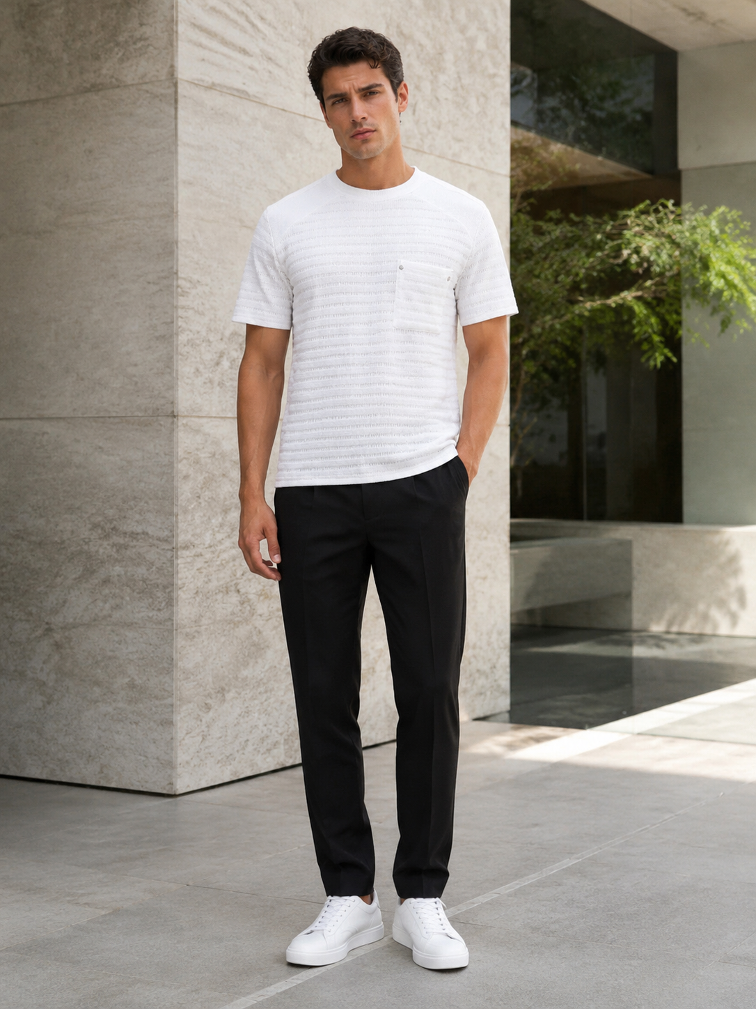 Men's Basic style Round Neck Solid T-Shirt