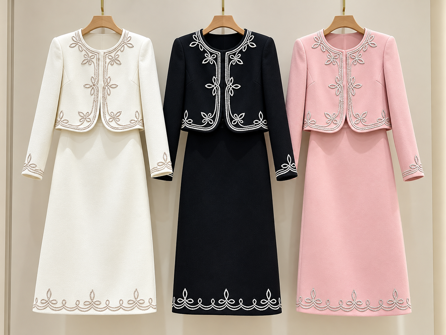 The Celeste Embroidered Blazer & Midi Skirt Set