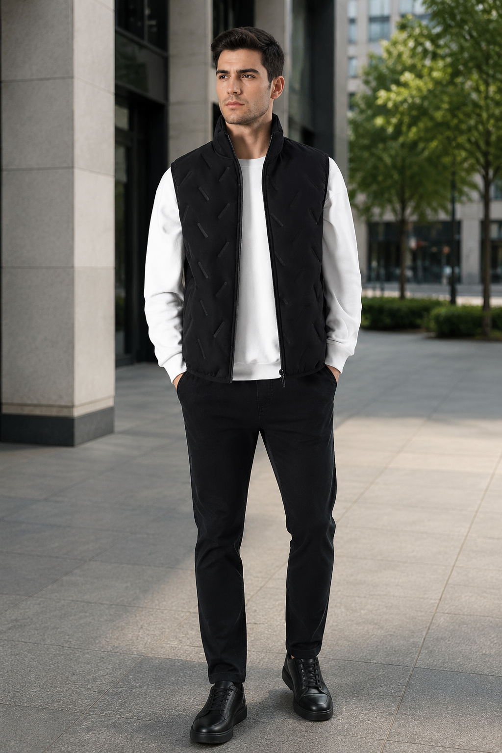 Men's Plus Size Zip Up Padded Quilted Vest