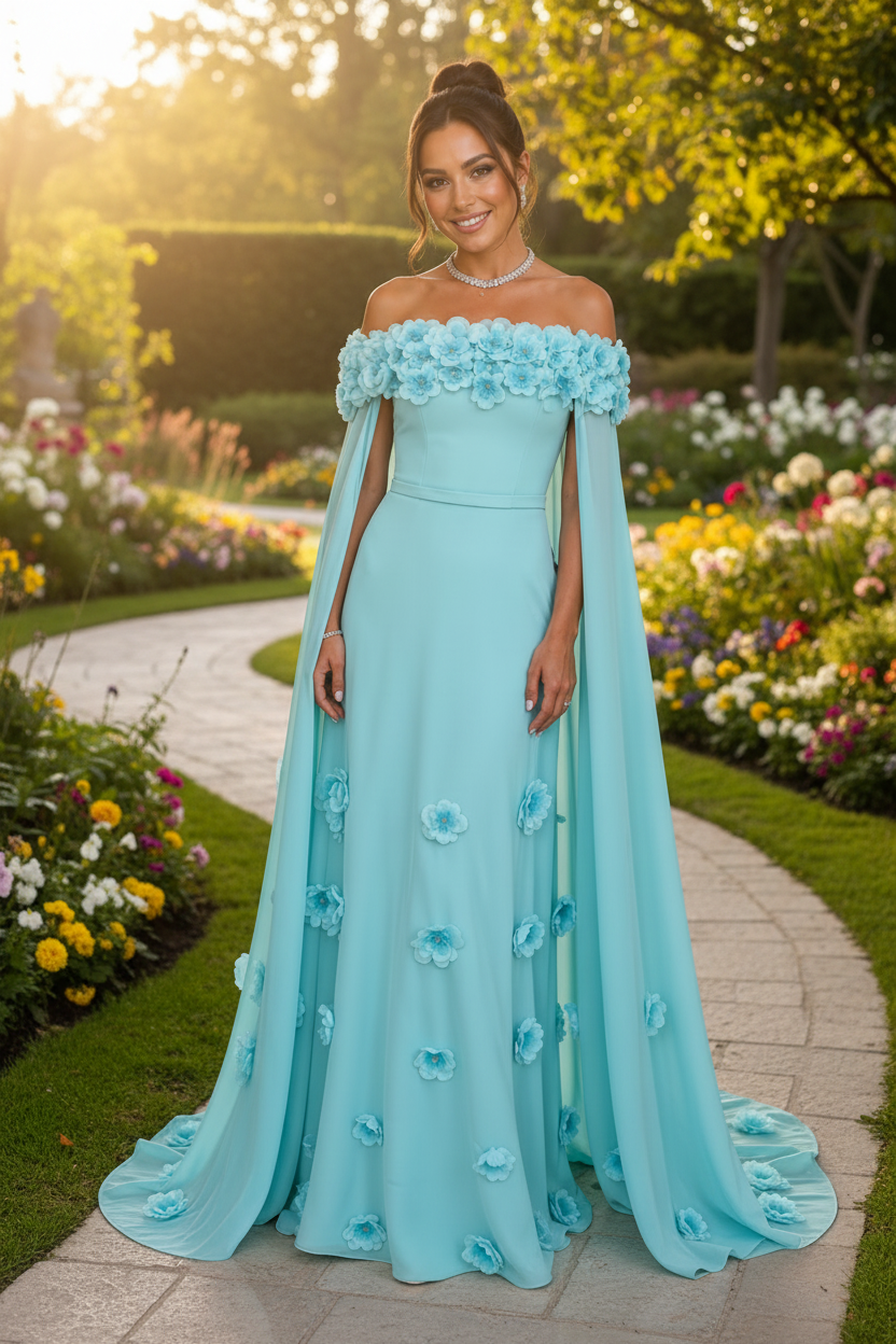 Aqua Blossom Gown