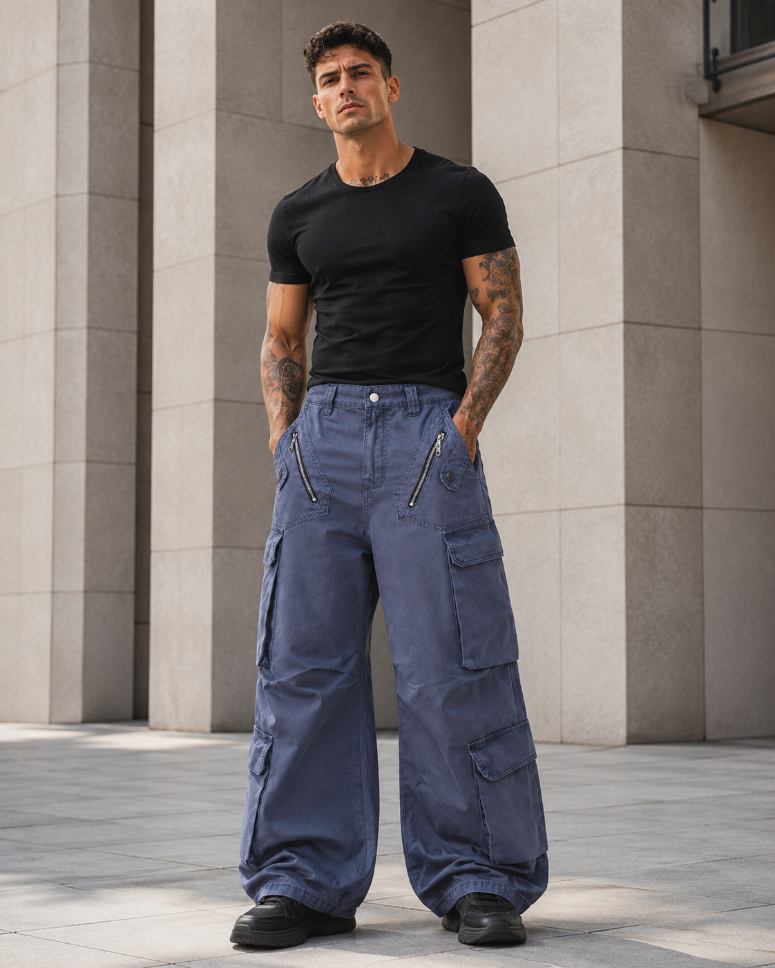 Men's Wide Leg Cargo Pants