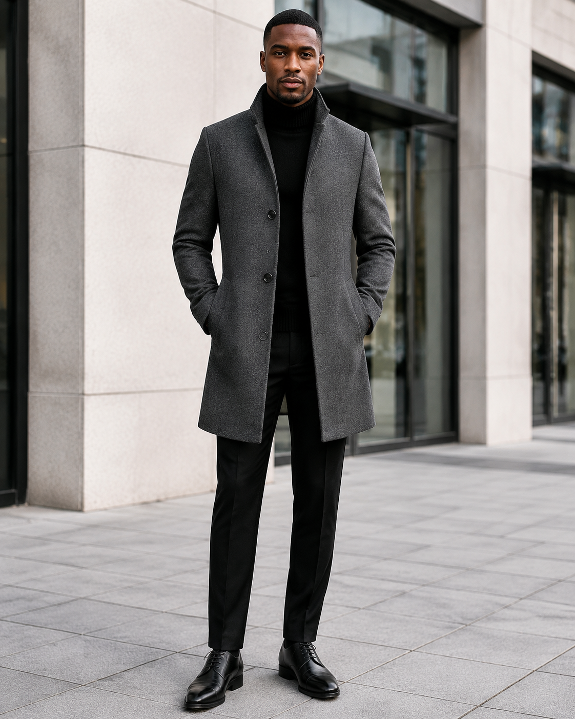 Men's Plus Size Slim Fit Stand Collar Overcoat