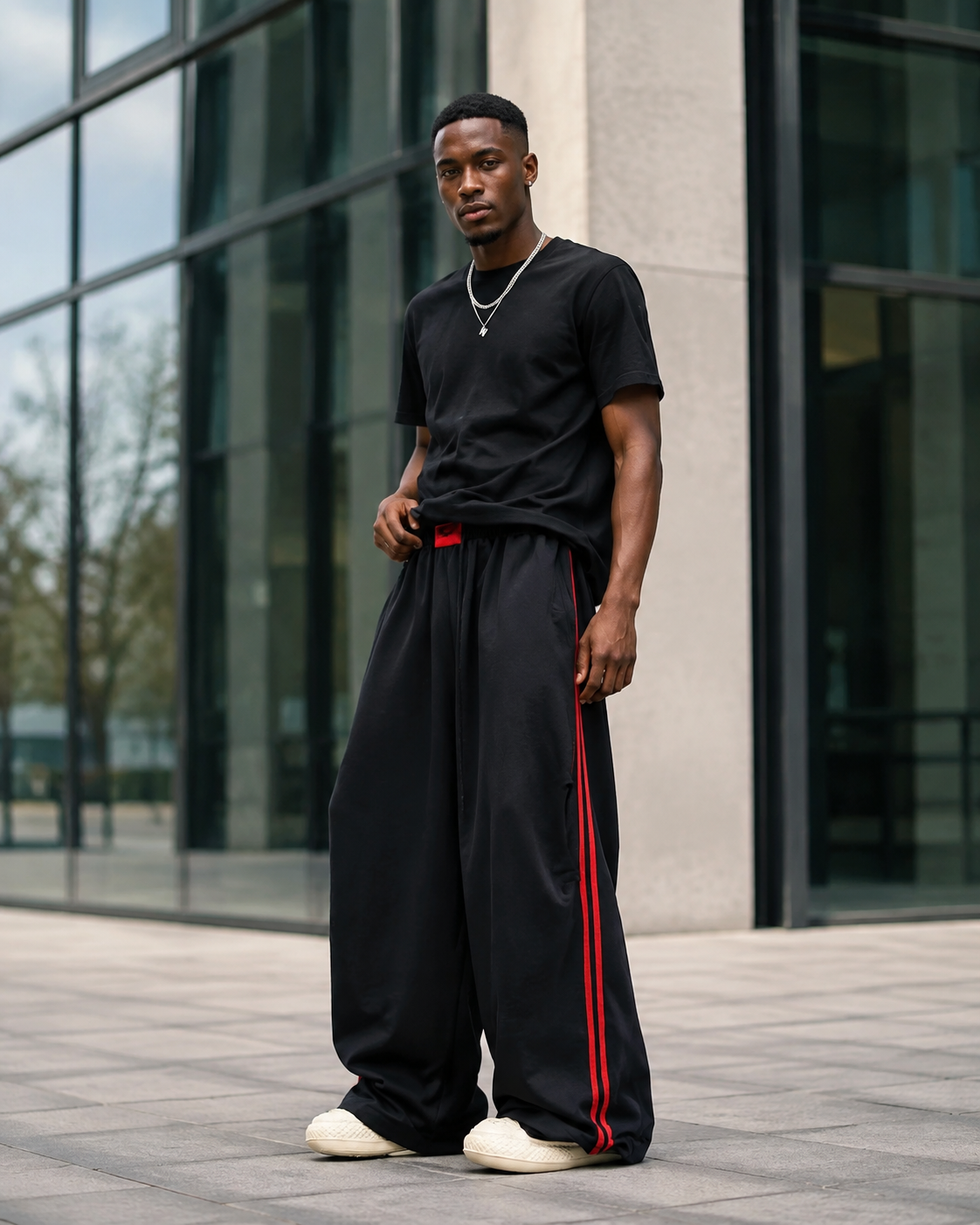 Men's Contrast Side Stripes Wide-Leg Pants