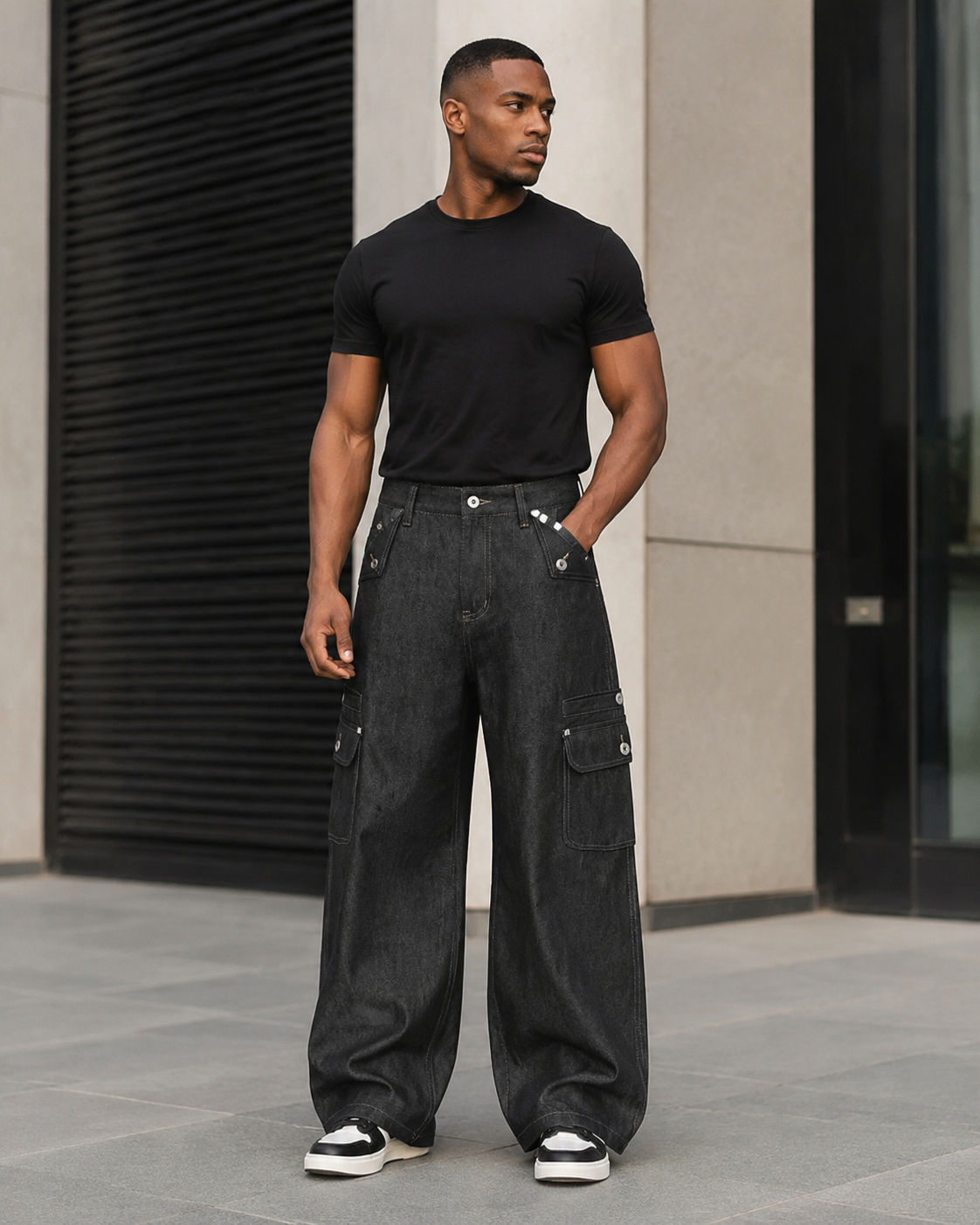Men's High-Waisted Wide-Leg Jeans