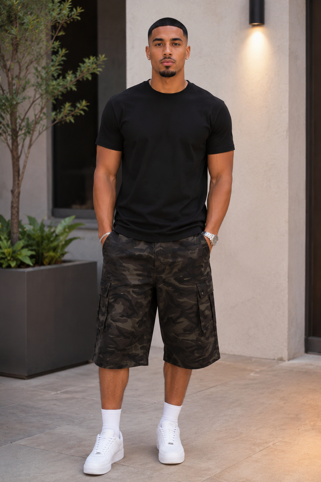 Men's Camouflage Wide-Leg Cargo Capris