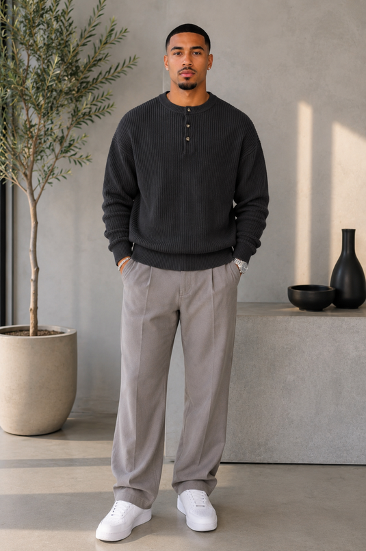 Men's Round Neck Long Sleeve Sweater