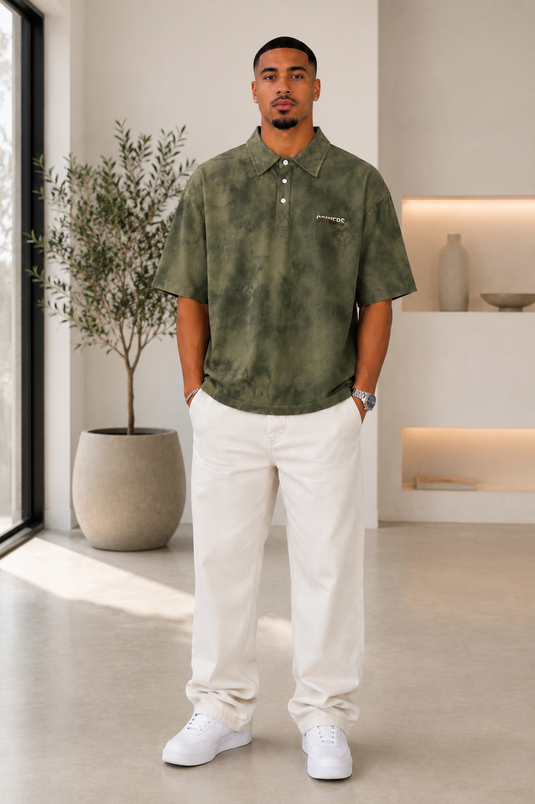 Men's Plus Size Tie-Dye Short Sleeve Polo Shirt