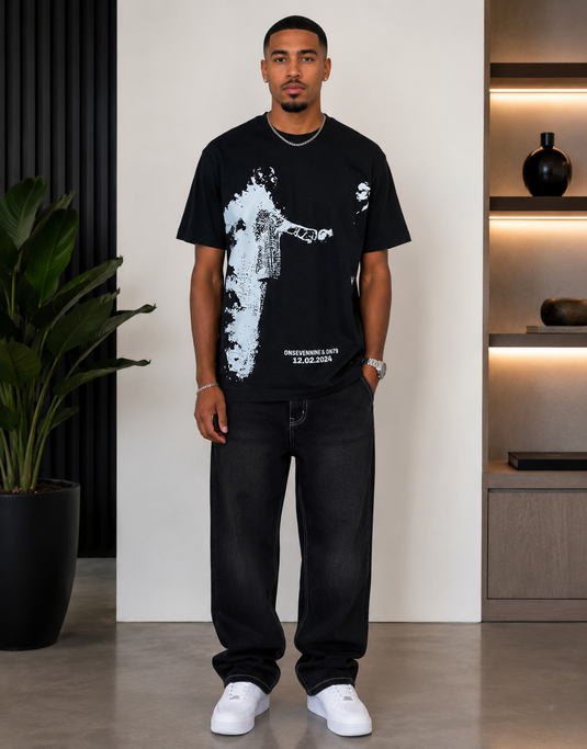 Men's Round Neck Graphic Statement T-Shirt
