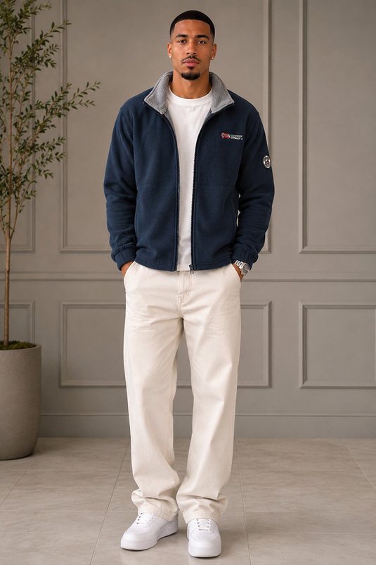 Men's Full Size Zip Up Long Sleeve Fleece Jacket Plus Size