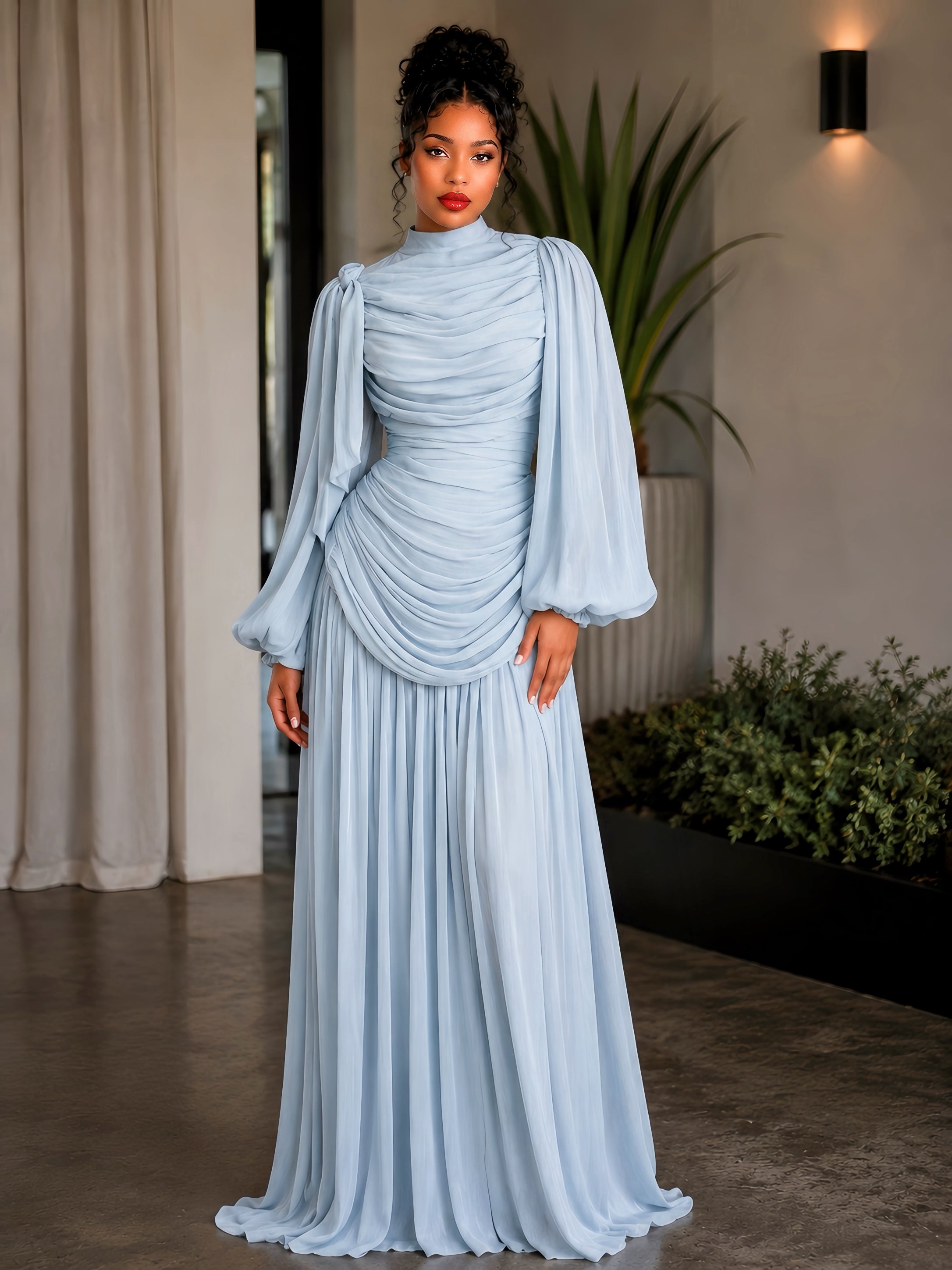 Becca Sky Ruched dress blue