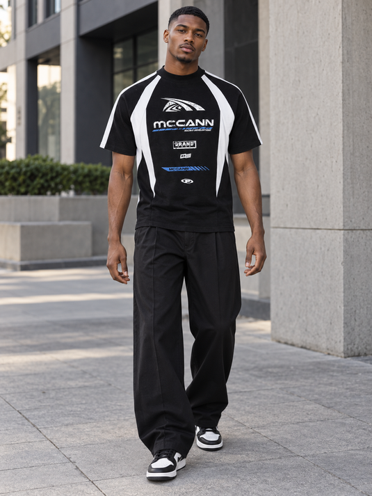 Men's Contrast Round Neck Short Sleeve T-Shirt
