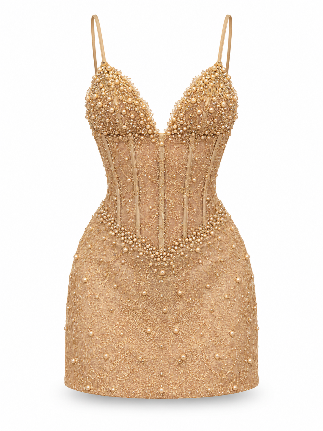 Golden Allure Beaded Mini Dress