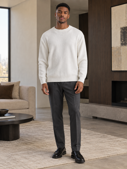 Men's Plus Size Ribbed Knit Crew Neck Sweater