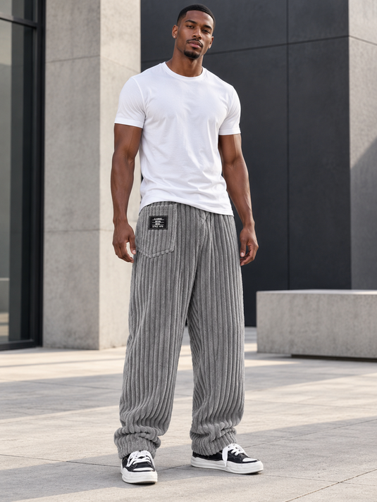 Men's Full Size Casual Corduroy Wide-Leg Pants Plus Size