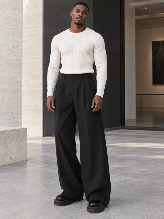 Men's High-Waisted Wide-Leg Pants