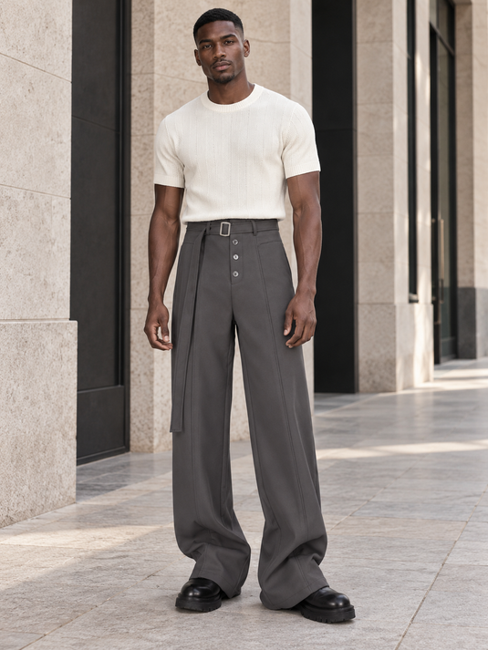 Men's High-Waisted Wide-Leg Pants