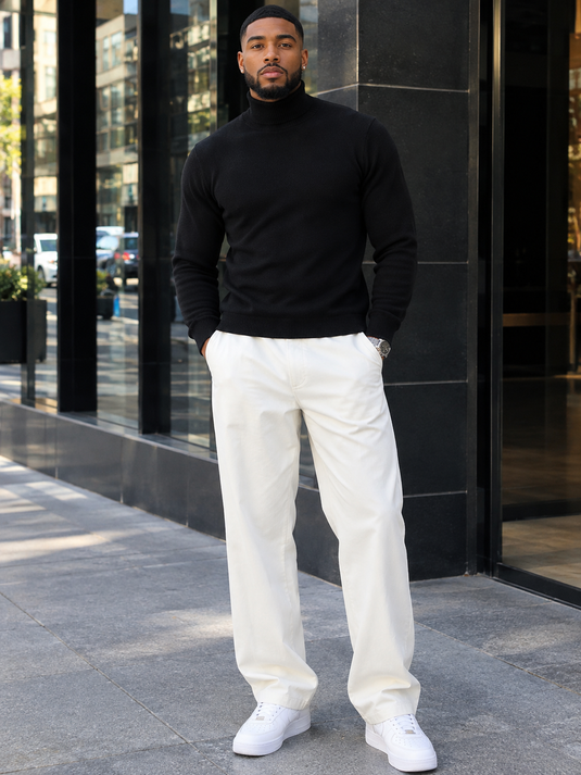 Men's Plus Size Slim-Fit Ribbed Turtleneck Sweater