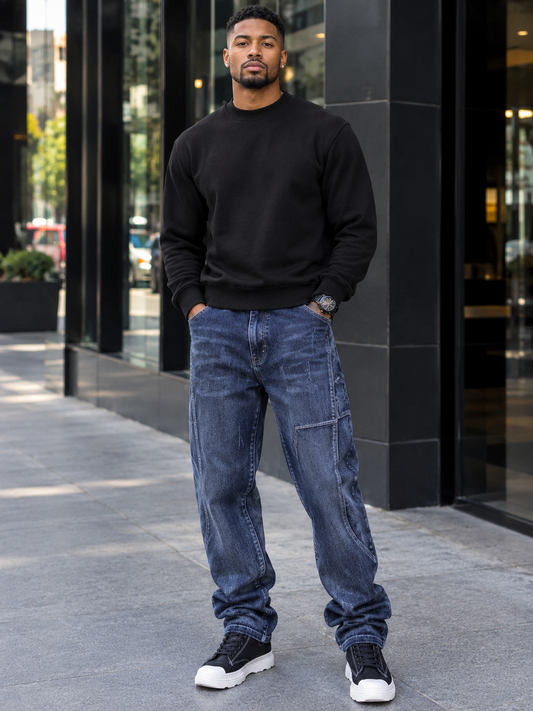 Men's Washed High-Stretch Jeans