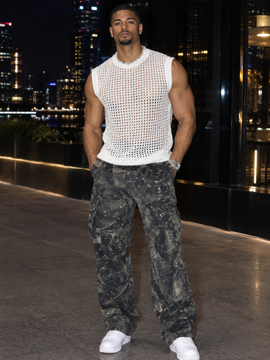 Men's Full Size Breathable Hollow-Out Tank Top Plus Size