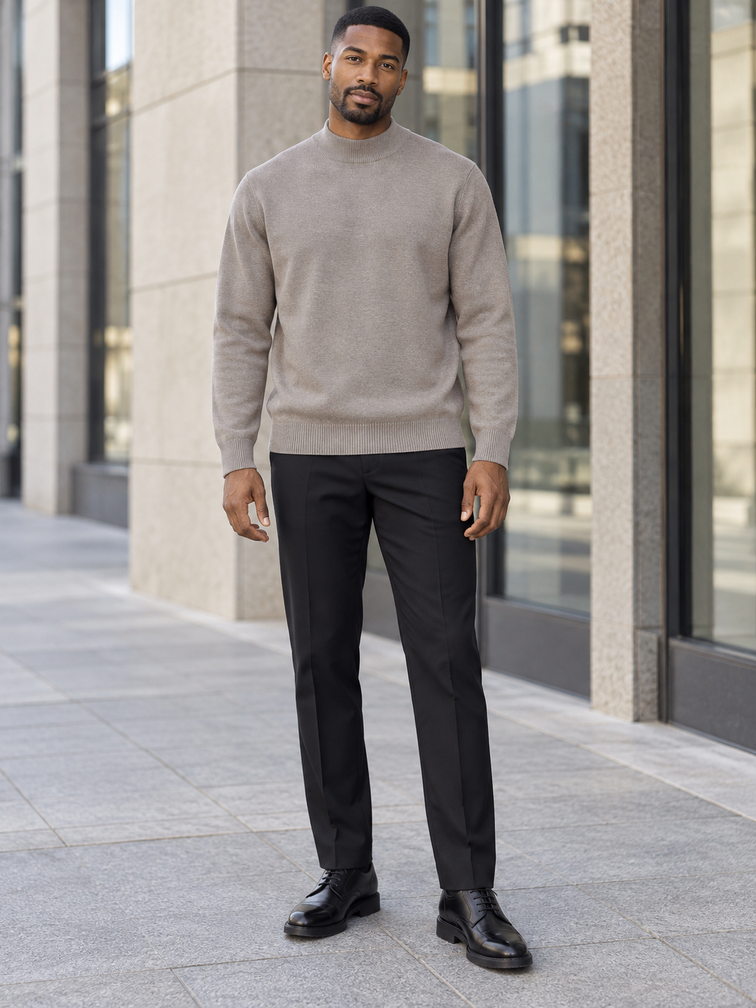 Men's Plus Size Slim-Fit Mock Neck Knit Top