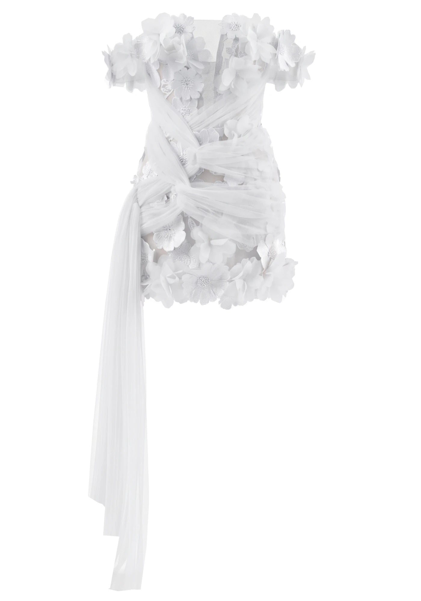 Floral Bardot Dress White