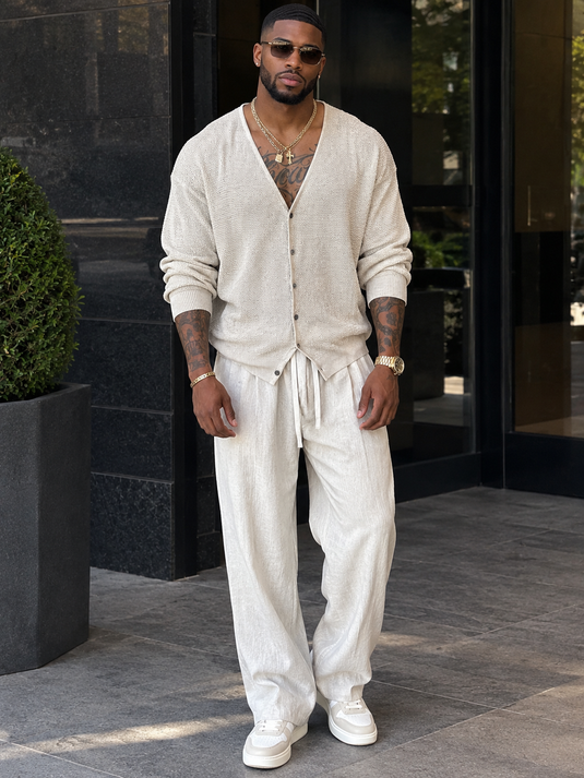 Men's Plus Size Lightweight V-Neck Knit Cardigan