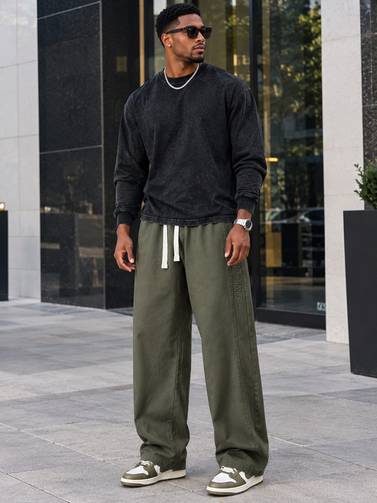 Men's Plus Size Drawstring Wide Leg Pants