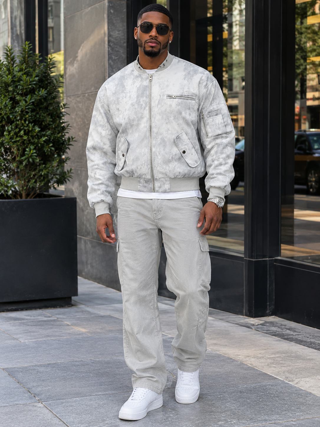 Men's Tie-Dye Zip-Up Bomber Jacket