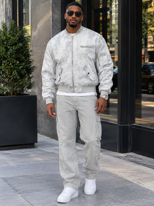 Men's Tie-Dye Zip-Up Bomber Jacket