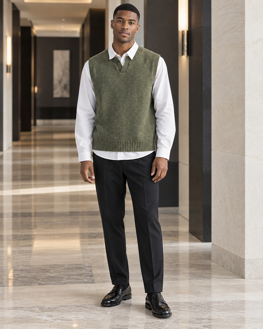 Men's Plus Size Ribbed Hem Sweater Vest