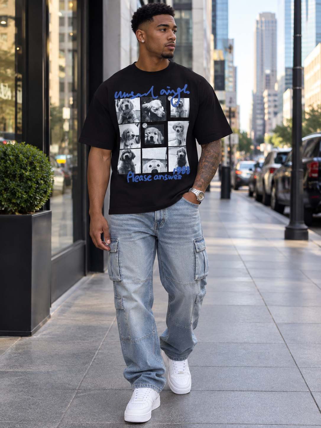 Men's Dog Graphic Oversized T-Shirt