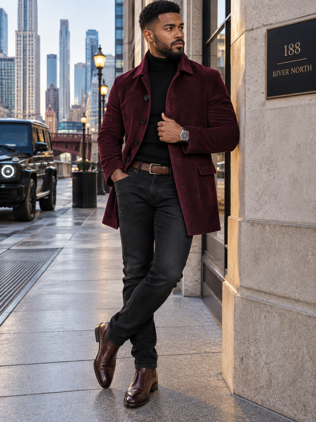 Men's Full Size Vintage Single-Breasted Stand Collar Coat Plus Size